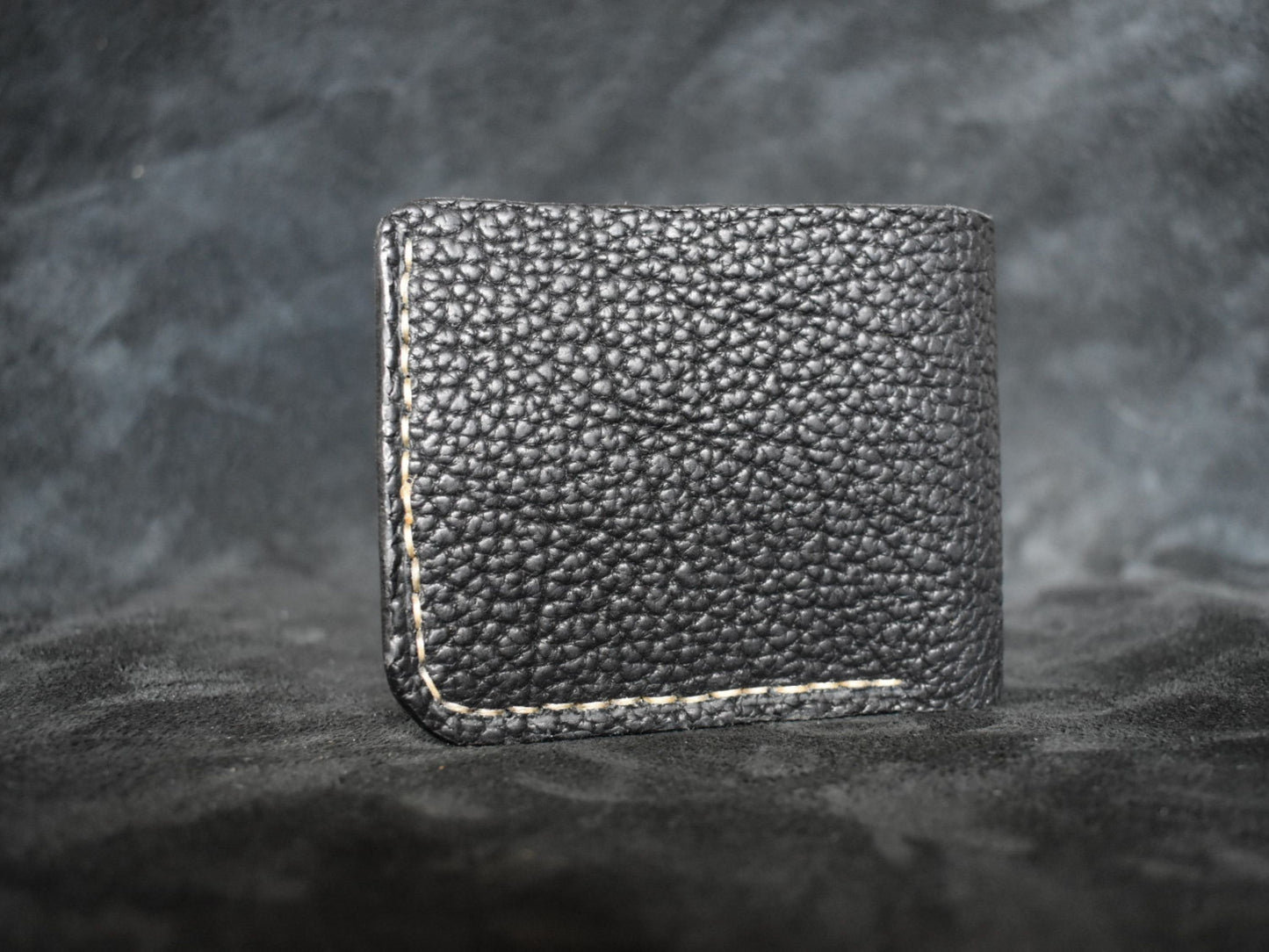 Handmade Leather Billfold Wallet in Black + Tan