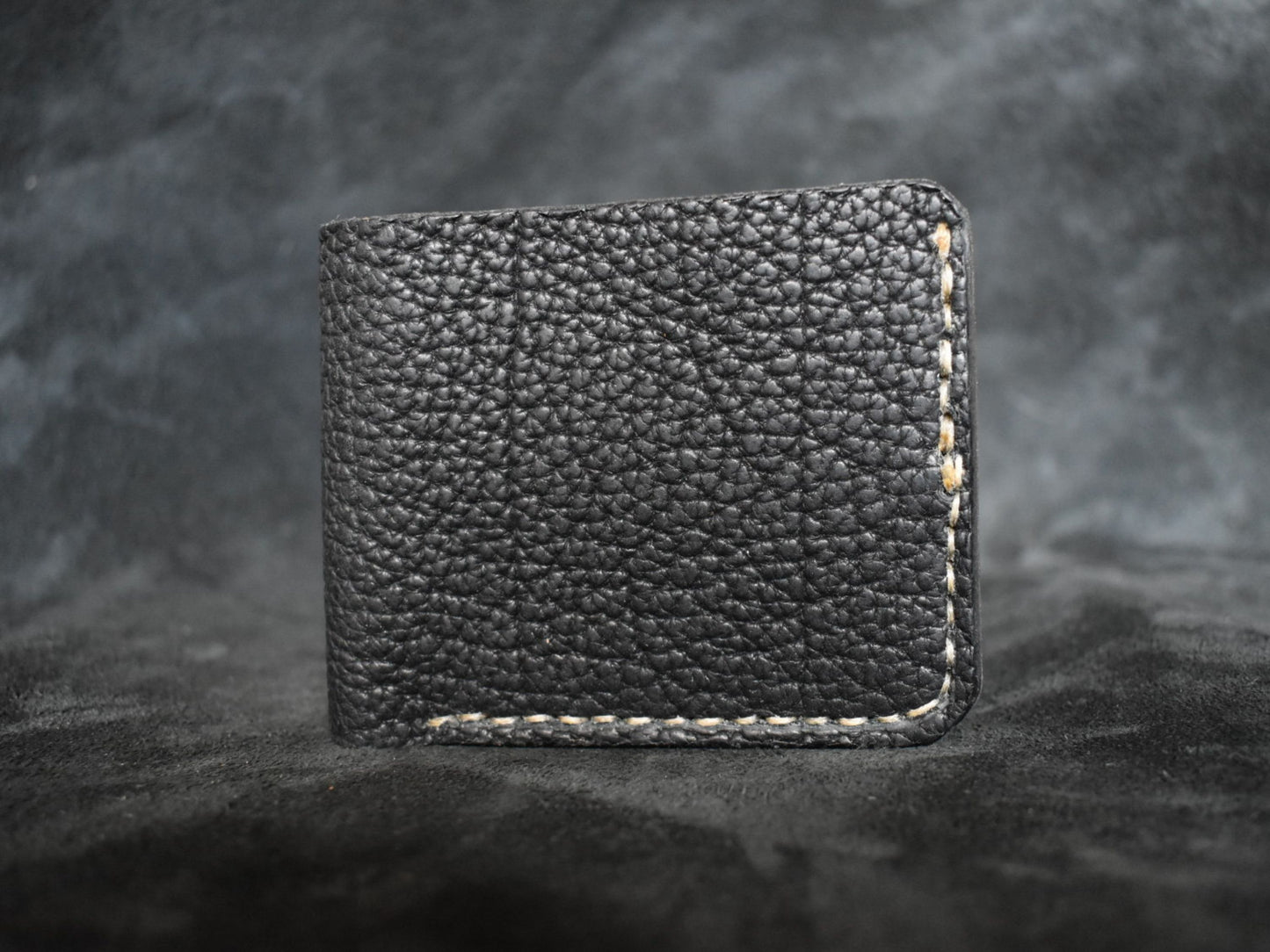 Handmade Leather Billfold Wallet in Black + Tan