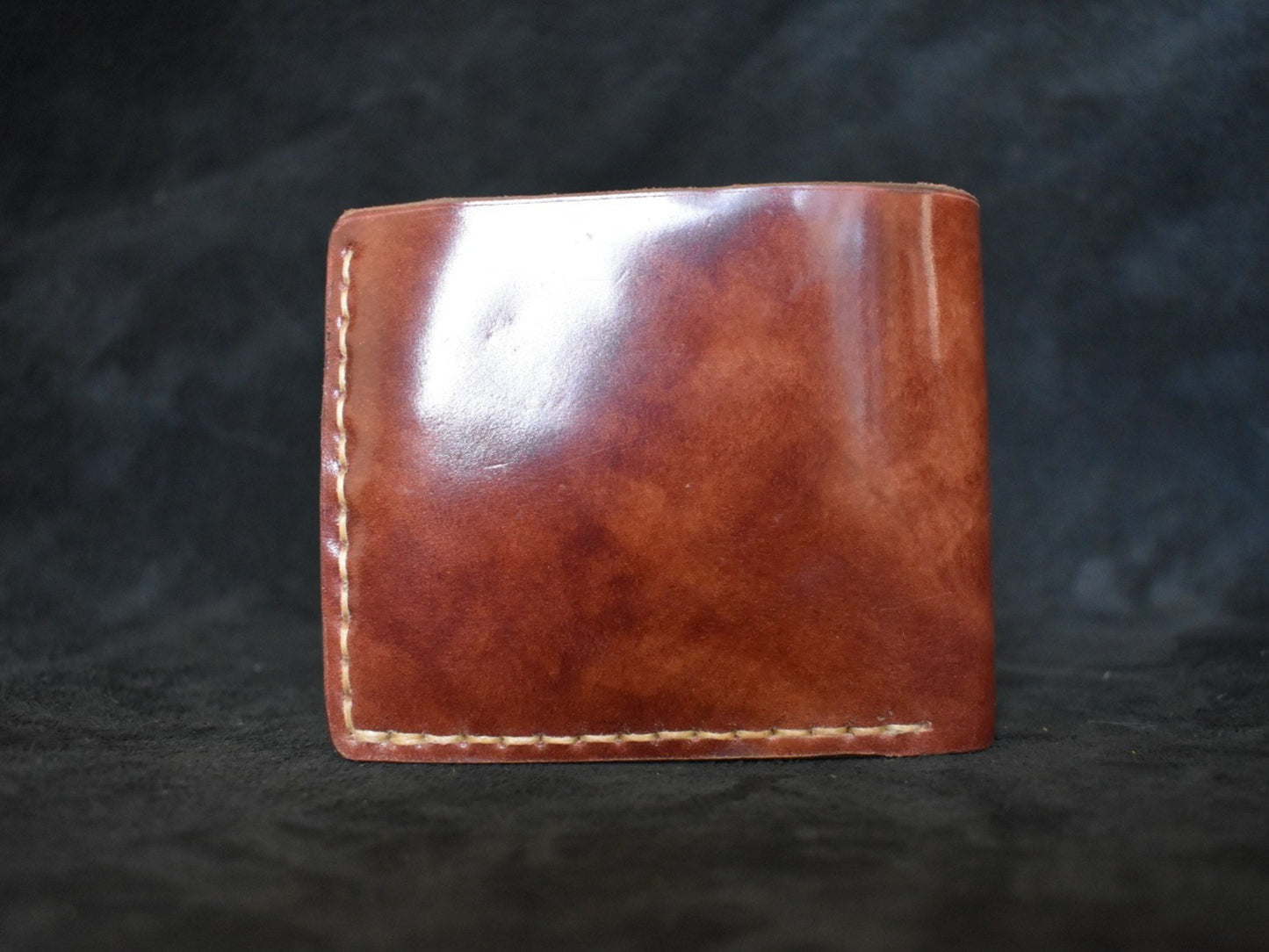 Handmade Cordovan Leather Billfold Wallet in Marbled Cognac