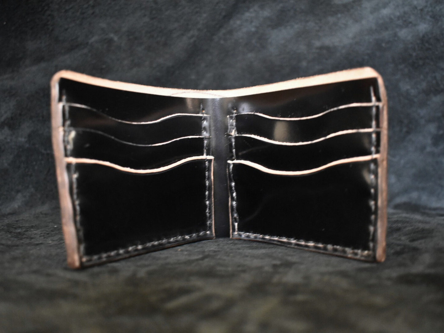 Handmade Cordovan Leather Billfold Wallet in Onyx