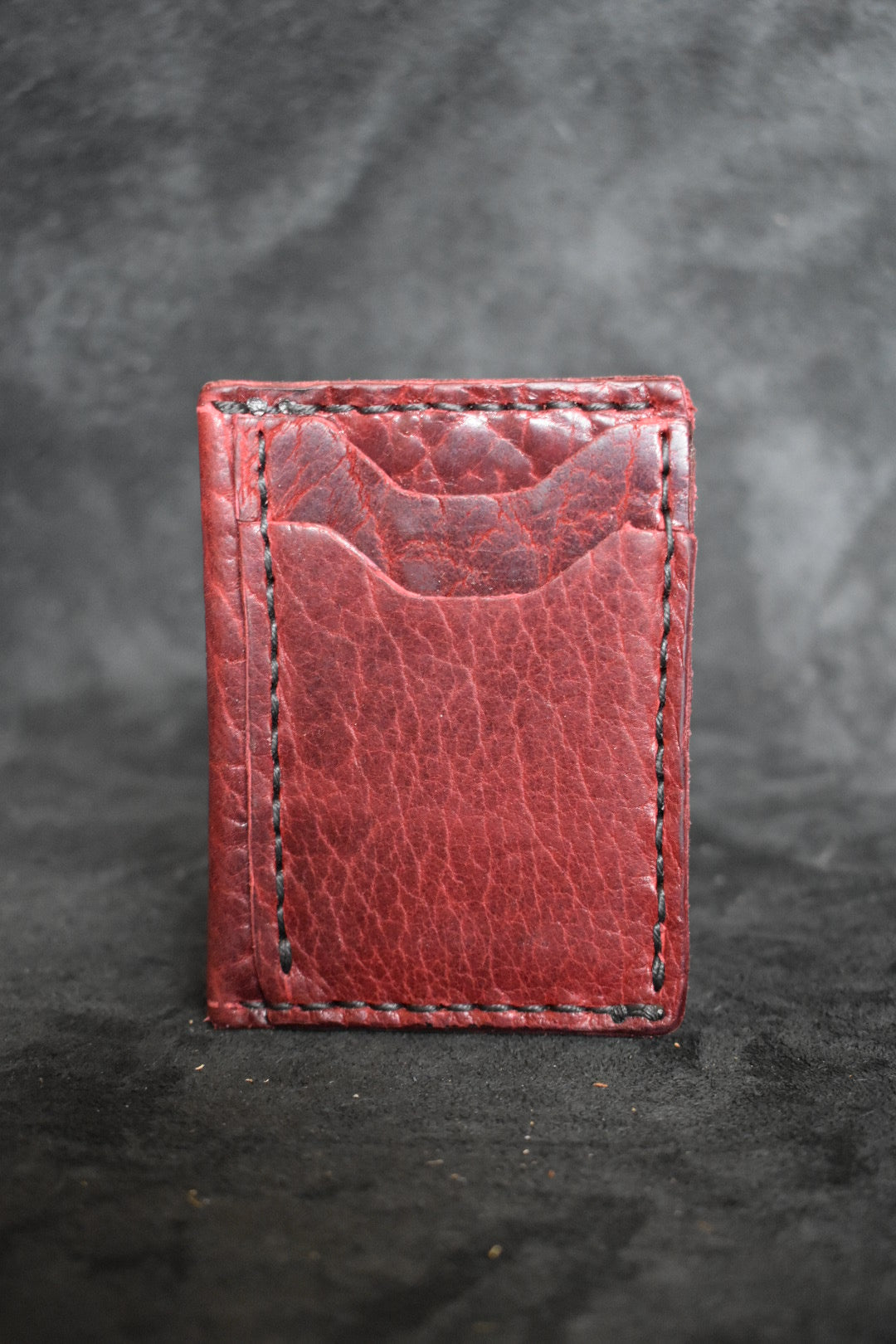 Handmade Minimalist Wallet in Waxed Cherry