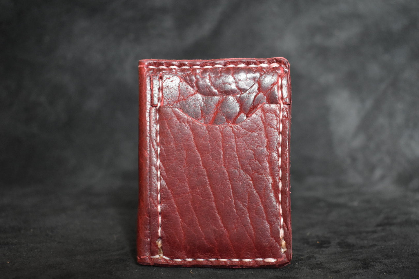 Handmade Minimalist Wallet in Waxed Cherry