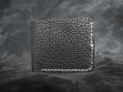 Handmade Leather Billfold Wallet in Black + Tan
