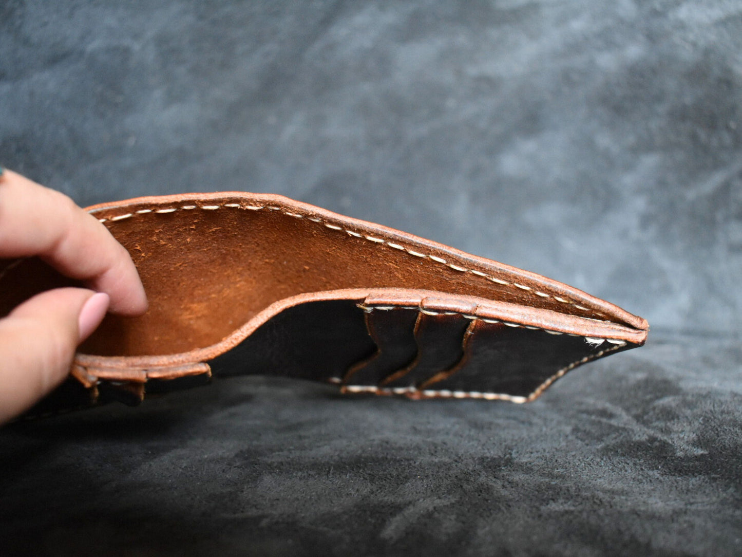 Handmade Virgilio Cowhide Leather Billfold Wallet in Burgundy
