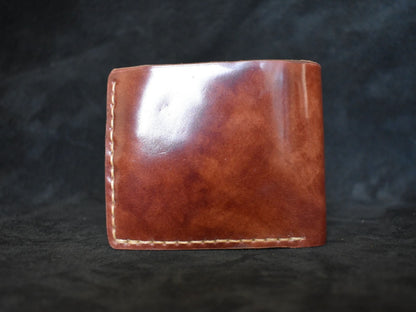 Handmade Cordovan Leather Billfold Wallet in Marbled Cognac