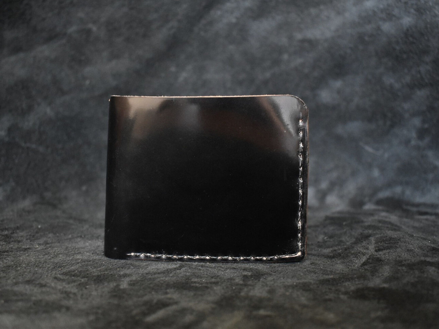Handmade Cordovan Leather Billfold Wallet in Onyx