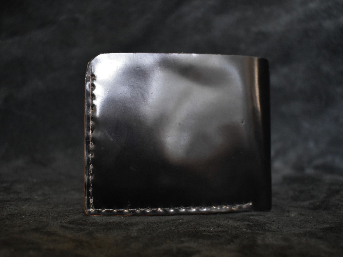 Handmade Cordovan Leather Billfold Wallet in Onyx
