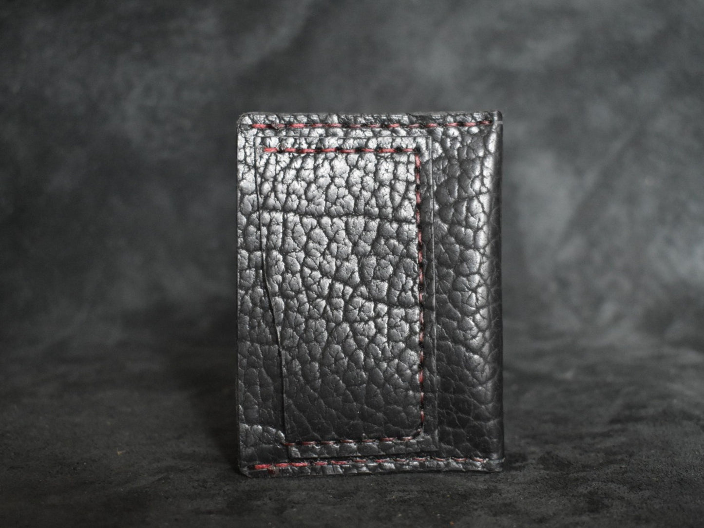 Handmade Minimalist Wallet in Waxed Black and Cherry