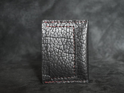 Handmade Minimalist Wallet in Waxed Black and Cherry