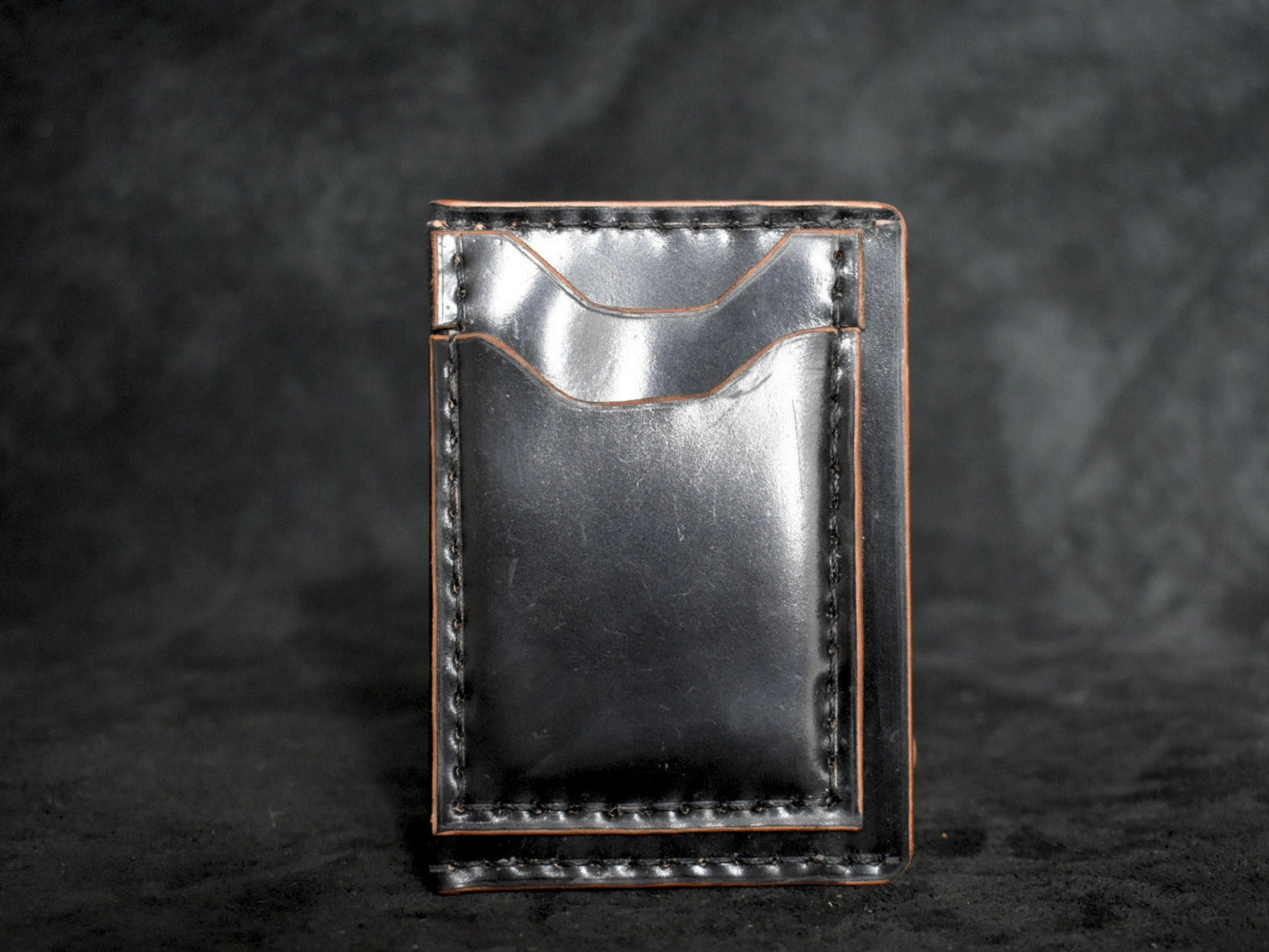 Handmade Minimalist Cordovan Leather Wallet in Black