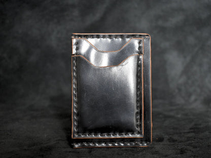 Handmade Minimalist Cordovan Leather Wallet in Black