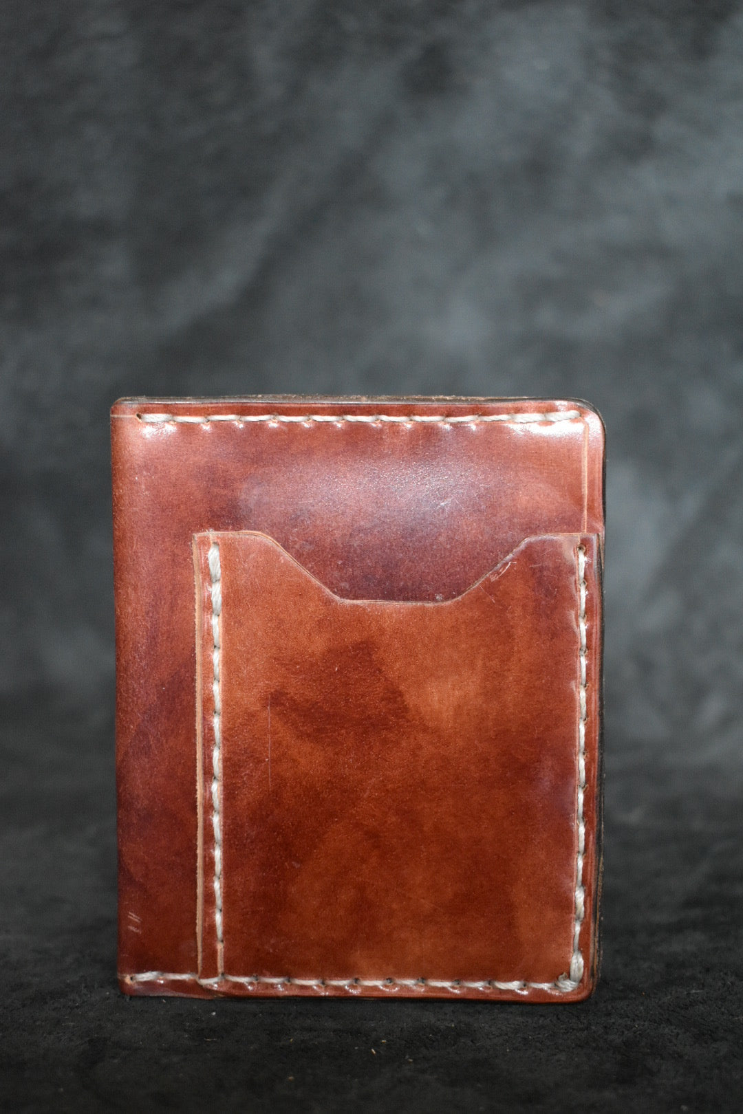 Handmade Minimalist Cordovan Leather Wallet in Cognac