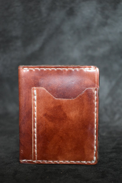 Handmade Minimalist Cordovan Leather Wallet in Cognac