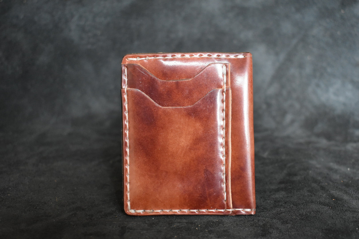Handmade Minimalist Cordovan Leather Wallet in Cognac